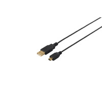 USB2.0ケーブル (A to miniB) スリムタイプ 1m ブラック画像