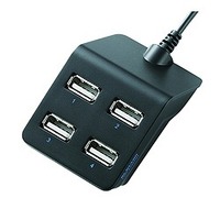 ELECOM トップポートタイプ バスバスパワー専用4ポート USB2.0ハブ/1.5m(ブラック) (U2H-E415BBK)画像
