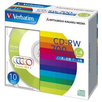 三菱化学メディア Verbatim製 データ用CD-RW 700MB 1-4倍速 5色カラーMIX(印刷不可) 5mmケース入り 10枚 (SW80QM10V1)画像