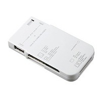 サンワサプライ USB2.0 HUB付カードリーダライタ ホワイト ADR-MLT5HW (ADR-MLT5HW)画像