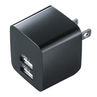 サンワサプライ USB充電器(2ポート・合計2.4A・ブラック) ACA-IP44BK (ACA-IP44BK)画像