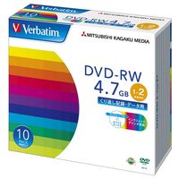 三菱化学メディア Verbatim製 データ用DVD-RW 4.7GB 1-2倍速 ワイド印刷エリア 5mmケース入り 10枚 (DHW47NP10V1)画像