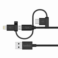 BELKIN ユニバーサルケーブル(Lightning、micro-USB、USB-Cコネクタ付き) (F8J050BT04-BLK)画像