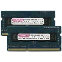 センチュリーマイクロ ノートPC用 PC3-12800/DDR3-1600 8GBキット(4GB2枚組) 204pin SODIMM 日本製 1.5v (CK4GX2-SOD3U1600)画像
