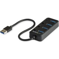 StarTech USB 3.0ハブ USB-Aポートを4口搭載 各ポートごとにオン/オフ・スイッチ付き バスパワー対応USBポート拡張 USB 3.0ポート増設 (HB30A4AIB)画像