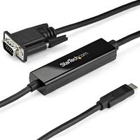 StarTech USB-C – VGA変換アダプタケーブル 1m 1920×1200対応 入力:USB Type-C(オス) – 出力:アナログRGB/D-Sub15ピン(オス) (CDP2VGAMM1MB)画像