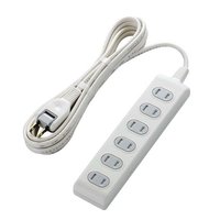 ELECOM T-ST2630T ほこりシャッタータップ(耐トラッキング仕様) 2P6個口3m (T-ST2630T)画像