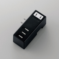 ELECOM USBタップ/USBメス×3/AC×1/横挿し/ケーブル無/2.1A/ブラック (MOT-U04-2132BK)画像