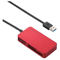 メモリリーダライタ/USB3.0対応/SD・microSD・MS・XD・CF対応/スリムコネクタ/レッド画像