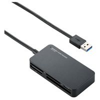 ELECOM メモリリーダライタ/USB3.0対応/SD・microSD・MS・XD・CF対応/スリムコネクタ/ブラック (MR3-A006BK)画像