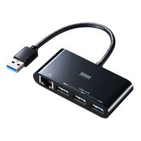 サンワサプライ LANアダプタ付きUSB3.0ハブ USB-3H301BK (USB-3H301BK)画像