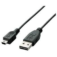 USB2.0ケーブル/リバーシブルコネクタ/A-miniBタイプ/ノーマル/0.2m/ブラック画像