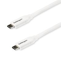 StarTech USB 2.0 Type-C ケーブル 2m ホワイト 給電充電対応(最大5A) USB-C/ オス – USB-C/ オス USB 2.0規格準拠 USB-IF認証済み (USB2C5C2MW)画像