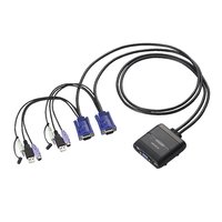 ELECOM USB&PS/2クロス対応ケーブル一体型パソコン切替器/音声切替 (KVM-KX)画像