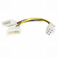 StarTech 15cm 2x ペリフェラル電源コネクタ(4ピン/オス) – PCI Express電源コネクタ(6ピン/オス)変換アダプタケーブル グラフィックボード(グラボ)電源用 (LP4PCIEXADAP)画像