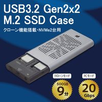 RATOC Systems USB3.2 Gen2x2 M.2 SSDケース(クローン機能搭載・NVMe 2台用) (RS-ECM2-U32C)画像