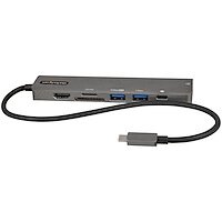 USB Type-Cマルチ変換アダプター/4K60Hz HDMI 2.0/100W USB PD/SD & microSD スロット/2ポートUSB 3.0 ハブ/ギガビット有線LAN/タイプC対応マルチハブ/本体一体型30cmケーブル画像