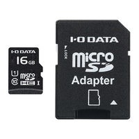 I.O DATA UHS-I UHSスピードクラス1microSDメモリーカード 変換アダプタ付16GB (MSDU1-16GR)画像