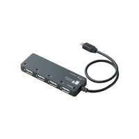 ELECOM USB2.0対応 4ポートUSBハブ/一体型ケーブル/セルフ・バスパワー両対応/ブラック (U2HS-MB01-4SBK)画像