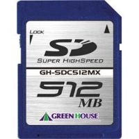 GREENHOUSE GH-SDC512MX 150倍速ハイスピードSDカード 512MB (GH-SDC512MX)画像