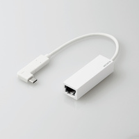 ELECOM 有線LANアダプタ/Giga対応/USB3.1/Type-C/L字コネクタ付/ホワイト (EDC-GUC3L-W)画像