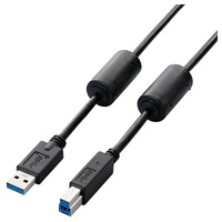 ELECOM フェライトコア付き USB3.0ケーブル(A-B)/2.0m/ブラック (USB3-BF20BK)画像