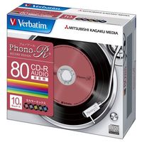 三菱化学メディア <Verbatim>音楽用CD-R(フォノーR) レコード柄レーベル(5色カラーミックス) 10枚5mmスリムケース入り (MUR80PHS10V1)画像