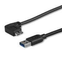 StarTech Micro USB 3.0 片側L型スリムケーブル オス/オス L型左向きマイクロUSB 1m USB 3.0 A – USB 3.0 Micro-B (USB3AU1MLS)画像