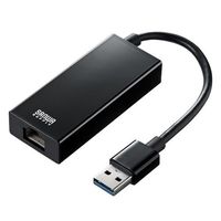 サンワサプライ Gigabit対応USB-LANアダプタ(USB3.0ハブ1ポートつき) ブラック (LAN-ADUR3GHBK)画像