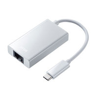 サンワサプライ USB3.1 TypeC-LAN変換アダプタ(USBハブポート付・ホワイト) (USB-CVLAN4W)画像