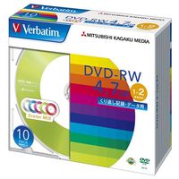 三菱化学メディア Verbatim製 データ用DVD-RW 4.7GB 1-2倍速 5色カラーMIX(印刷不可) 5mmケース入り 10枚 (DHW47NM10V1)画像