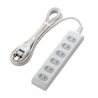 ELECOM T-ST2620T ほこりシャッタータップ(耐トラッキング仕様) 2P6個口2m (T-ST2620T)画像
