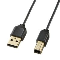 サンワサプライ 極細USBケーブル (USB2.0 A-Bタイプ) ブラック 1m KU20-SL10BK (KU20-SL10BK)画像