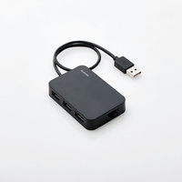ELECOM 有線LANアダプタ/USB2.0/Type-A/USBハブ付/ブラック EDC-FUA2H-B (EDC-FUA2H-B)画像