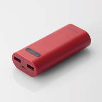 ELECOM モバイルバッテリー/おまかせ充電対応/6400mAh/2.6A/レッド (DE-M01L-6400RD)画像