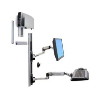 Ergotron LX II Wall Mount LCD & Keyboard with Small Universal CPU holder、 Polished Aluminum (45-247-026)画像