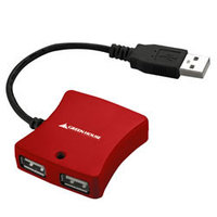 GREENHOUSE 4ポートUSB2.0 HUB(レッド) GH-UHC204MR (GH-UHC204MR)画像