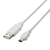 ELECOM EU RoHS準拠 USB2.0ケーブル A:miniB/2.0m ホワイト USB-ECOM520WH (USB-ECOM520WH)画像
