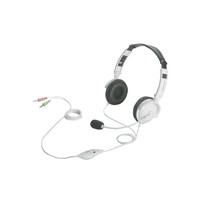 BUFFALO 両耳ヘッドバンド式ヘッドセット 半密閉/ノイズキャンセリングマイク搭載 ホワイト (BSHSH12WH)画像