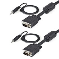 StarTech 3.5mmステレオミニプラグ付き高解像度VGAケーブル 2m ミニD-Sub15ピン(オス) – ミニD-Sub15ピン(オス) アナログRGB対応ディスプレイケーブル (MXTHQMM2MA)画像