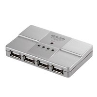 ELECOM U2H-G4B2SV 磁石付バスパワー専用4ポートUSB2.0ハブ(シルバー) (U2H-G4B2SV)画像