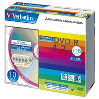 三菱化学メディア Verbatim製 データ用DVD-R CPRM対応 MediaMaker対応 4.7GB 1-16倍速 5色カラーMIX(印刷不可) 5mmケース入り 10枚 (DHR47JDS10V1)画像