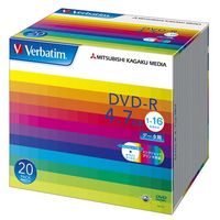 三菱化学メディア Verbatim製 データ用DVD-R 4.7GB 1-16倍速 ワイド印刷エリア 5mmケース入り 20枚 (DHR47JP20V1)画像