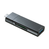 サンワサプライ Type-Cコンパクトカードリーダー(USB 1ポート付き) (ADR-3TCMS7BK)画像