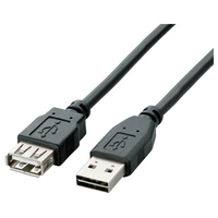ELECOM USB2.0ケーブル/リバーシブルコネクタ/A-A延長タイプ/ノーマル/5m/ブラック (U2C-DE50BK)画像