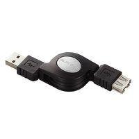 ELECOM 巻き取り式USB2.0準拠ケーブル USB(A)-USB(A) 0.8m(ブラック) (USB-RLEA08B)画像