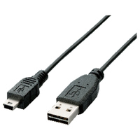 ELECOM USB2.0ケーブル/リバーシブルコネクタ/A-miniBタイプ/ノーマル/1m/ブラック (U2C-DMB10BK)画像