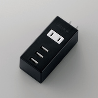 ELECOM USBタップ/USBメス×3/AC×1/縦挿し/ケーブル無/2.1A/ブラック (MOT-U05-2132BK)画像