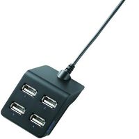 ELECOM トップポートタイプ バスバスパワー専用4ポート USB2.0ハブ/0.3m(ブラック) (U2H-E403BBK)画像
