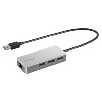 BUFFALO LUD-U3-AGHSV Giga対応 USB-A LANアダプターハブ付 シルバー (LUD-U3-AGHSV)画像